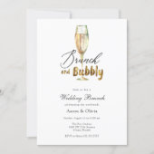 Gold Brunch and Bubbly Champagne Wedding Brunch Invitation (Front)