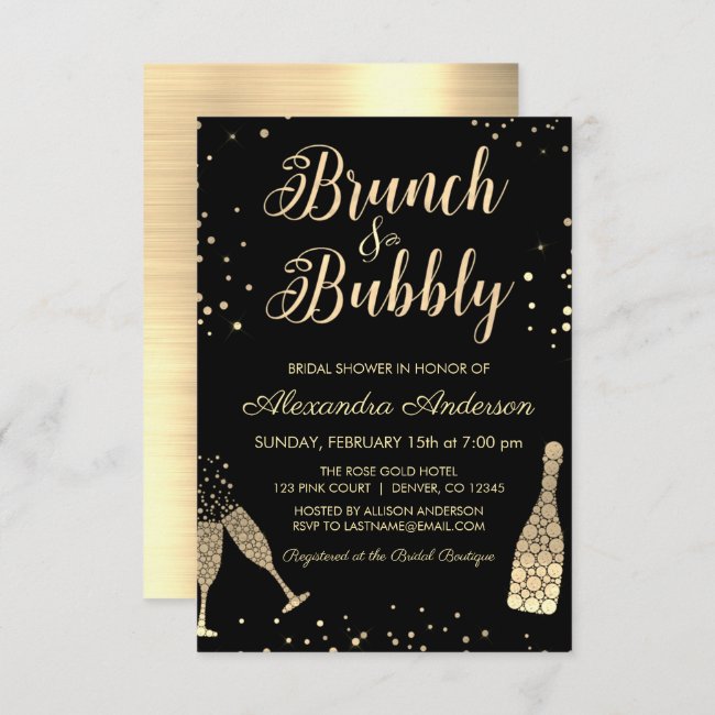 Gold Brunch & Bubbly Bridal Shower Invitation