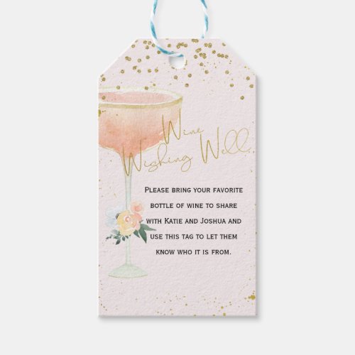 Gold Brunch Bubbly Bridal Wine Wishing Well Gift Tags
