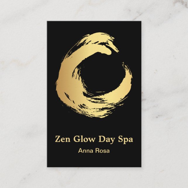 *~* Gold Brush Abstract Reiki Spa Meditation Business Card (Front)