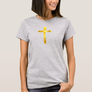 Gold Brush Cross - Christian Christ Jesus Crucifix T-Shirt