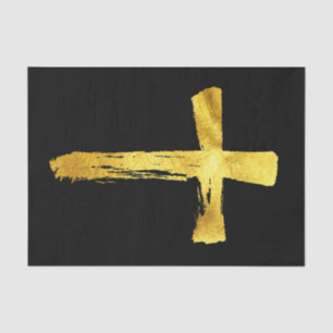 Gold Brush Cross Christian Crucifix Jesus God BIG Tissue Paper