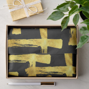 Gold Brush Cross - Christian Jesus Christ Crucifix Tissue Paper