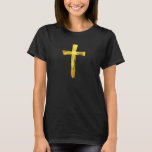 Gold Brush Cross - Christian Religious Crucifix T-shirt at Zazzle