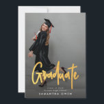 Gold Brush Graduation Photo Graduate Announcement<br><div class="desc">Gold Brush Graduation Photo Graduate Announcement

*Not Real Foil

*The designs text and and backers colors are custom in many different options and format</div>