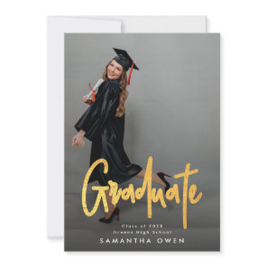 Gold Brush Graduation Photo Graduate Announcement