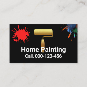 Gold Brush Paint Splatter Business Card