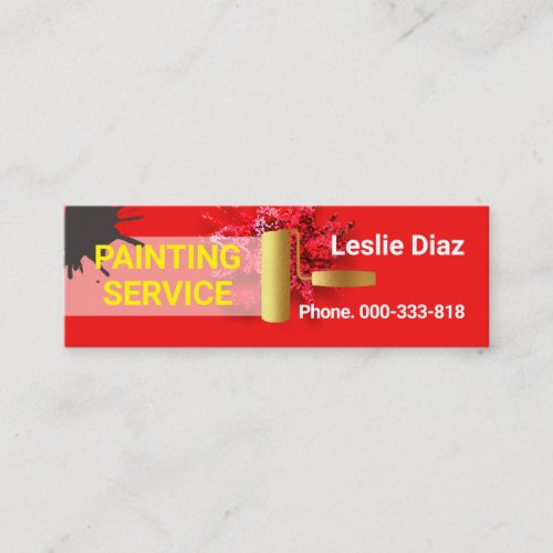 Gold Brush Painting Paint Splatters Mini Business Card