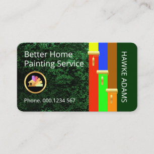 Gold Brush Painting Paint Stripes On Green Grunge Business Card
