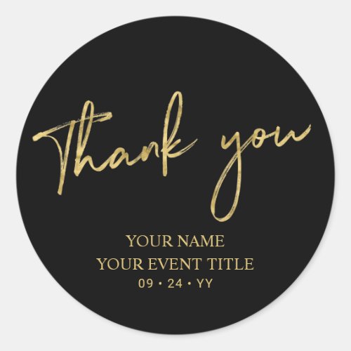 Gold Brush Script Birthday Party Thank you Favor C