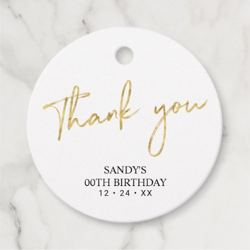 Gold Brush Script Birthday Party Thank you Favor Favor Tags