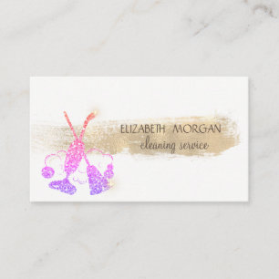  Gold Brush Stroke,Broom,Glitter Vacuum cleaner Business Card
