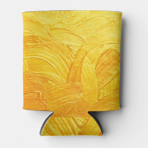 Gold Brush Strokes Background Can Cooler