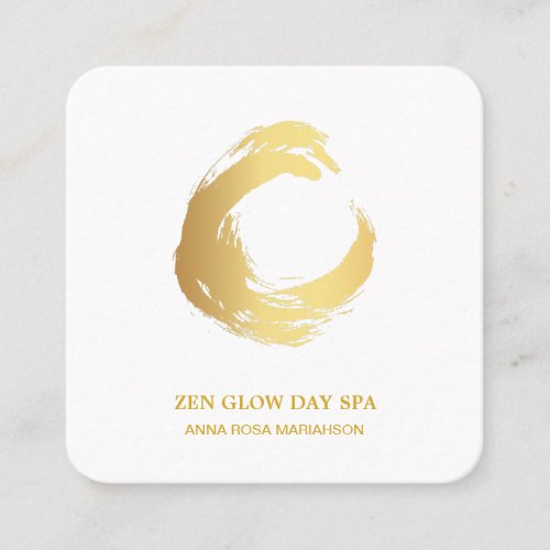  Gold Brush Zen Meditation Yoga Reiki Abstract Square Business Card