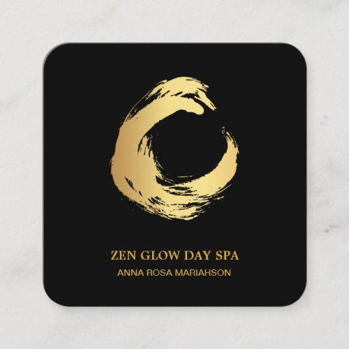  Gold Brush Zen Meditation Yoga Reiki Abstract Square Business Card