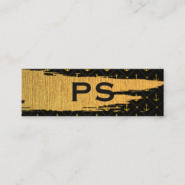 Gold Brushed | Anchor Pattern Mini Business Card (Front)