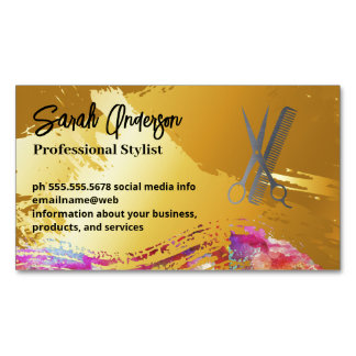 Gold Brushed | Artistic | Salon Tools Business Card Magnet