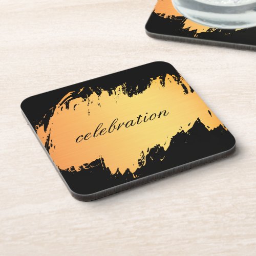 Gold Brushed Classic script Text Beverage Coaster