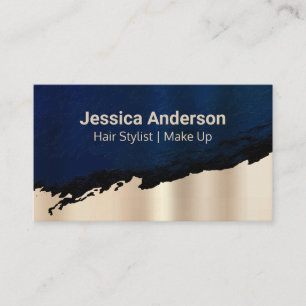 Gold Brushed Dark Blue Business Card