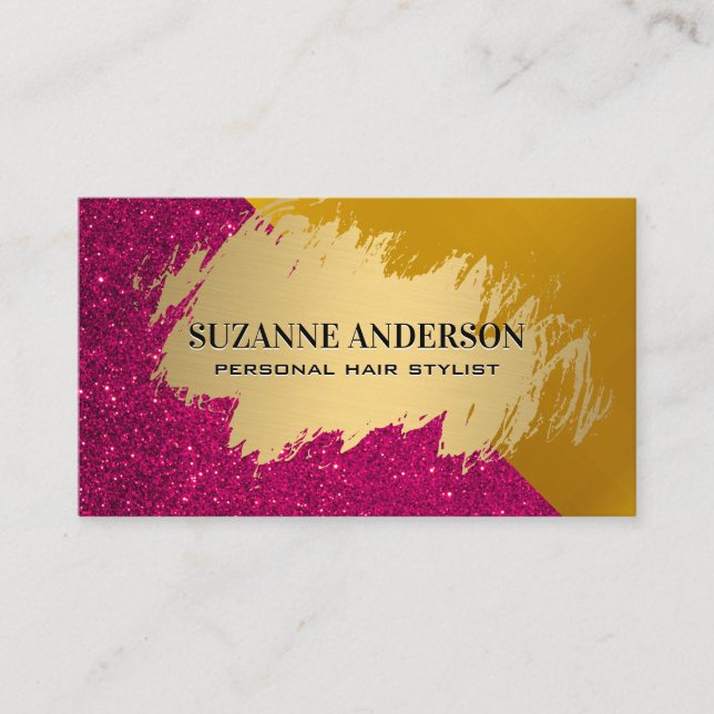 Gold Brushed Glitter Golden Metallic Business Card (Front)