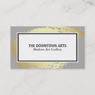 Gold Brushed Gray Border Business Card