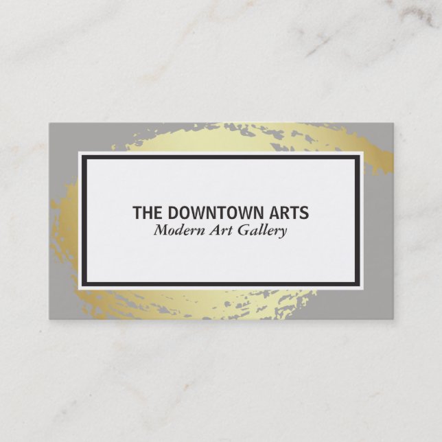 Gold Brushed Gray Border Business Card (Front)