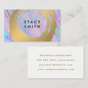 Gold Brushed Holographic Liquid Business Card