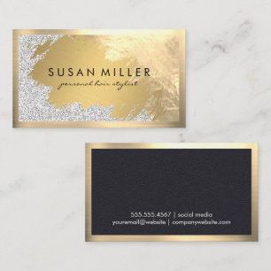 Gold Brushed Leather Gold Border Business Card
