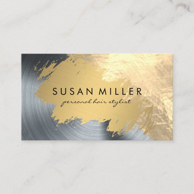 Gold Brushed Leather Golden Metallic Background Business Card (Front)