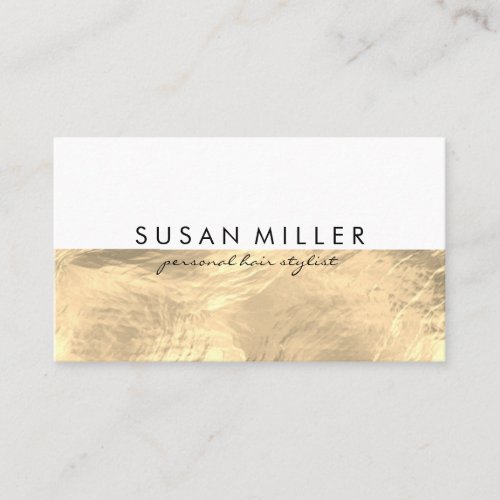 Gold Brushed Leather Golden Metallic Color Block Business Card