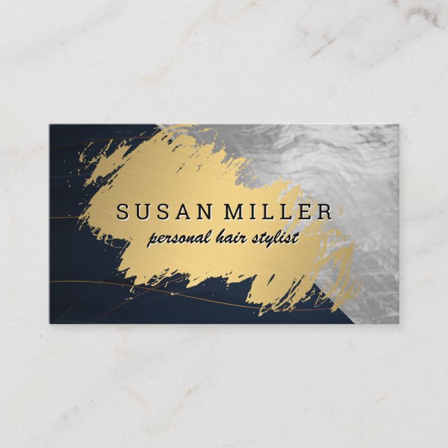 Gold Brushed Leather | Metal Foil Business Card (Front)