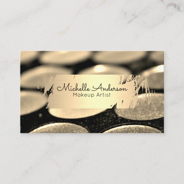 Gold Brushed | Makeup Palette | Beautician Business Card (Front)