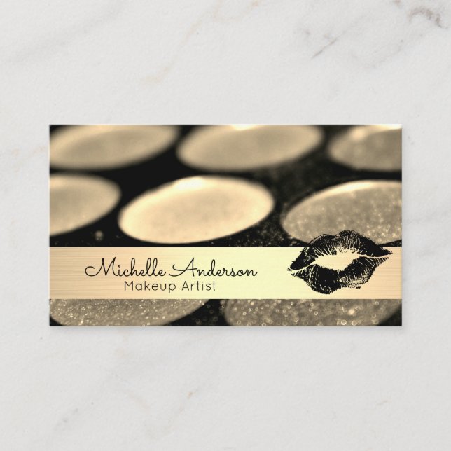 Gold Brushed | Makeup Palette | Kiss Business Card (Front)