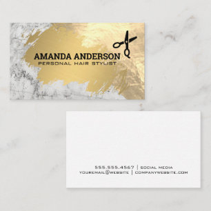 Gold Brushed Marble Scissors Business Card