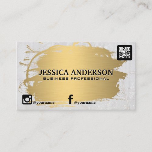 Gold Brushed  Marble Stone  QR Code Business Card