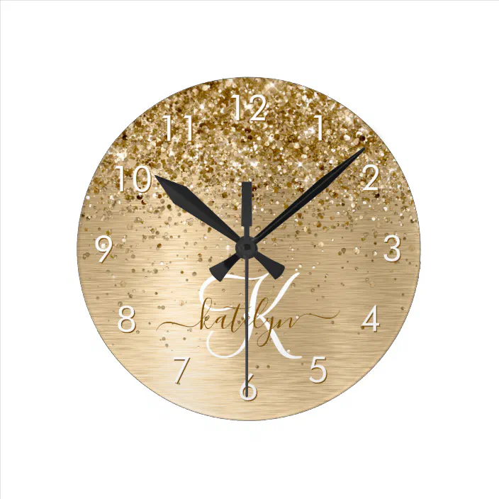 Wall Clock Gold Modern Contemporary Metal Brushed