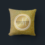 Gold Brushed Metal Glitter Monogram Name  Throw Pillow<br><div class="desc">Gold Brushed Metal Glitter Monogram Name</div>