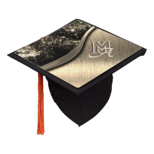 Gold Brushed Metal & Metallic Stone Graduation Cap