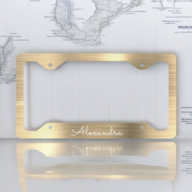 Gold Brushed Metal Monogram License Plate Frame (Creator Uploaded)