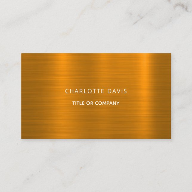 Gold brushed metal monogram minimalist elegant  business card (Front)