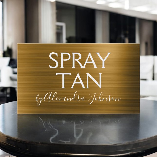 Gold Brushed Metal Spray Tan Business Card (Creator Uploaded)