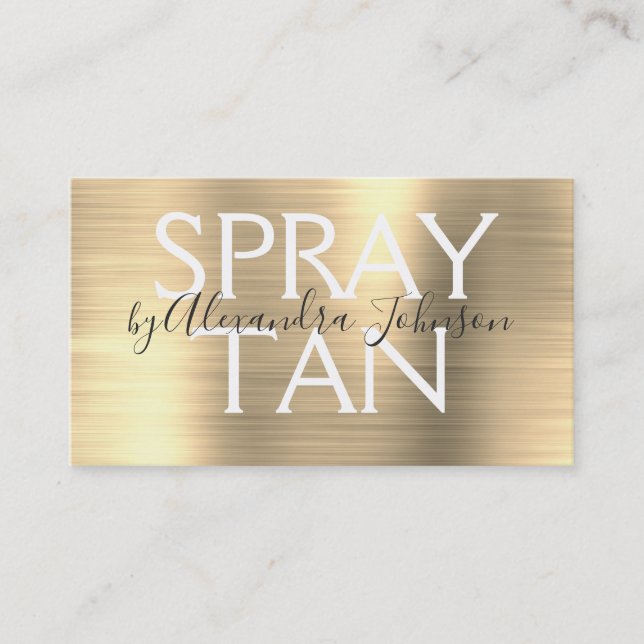 Gold Brushed Metal Spray Tan Business Card (Front)