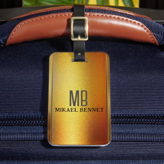 Gold Brushed Metallic Luggage Tag (Front Insitu 2)