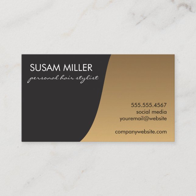 Gold Brushed Simple Color Block Business Card (Front)