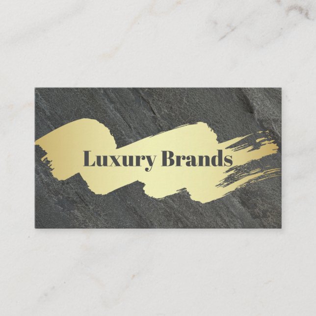 Gold Brushed | Slate Rock Background Business Card (Front)