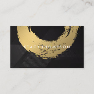 Gold Brushed Sleek Black Lines Business Card