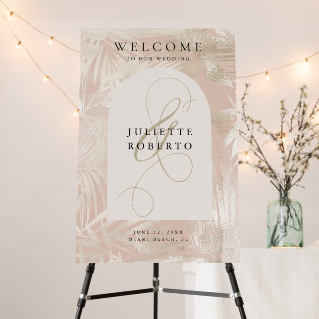 Gold Brushed Tropical Palm Leaf Boho Wedding Foam Board (In Situ (Stand))