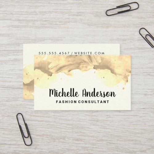 Gold Brushed Watercolor Texture Business Card