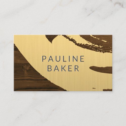 Gold Brushed  Wood Grain Business Card