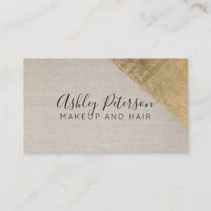 Gold brushstroke linen hair makeup typography business card
